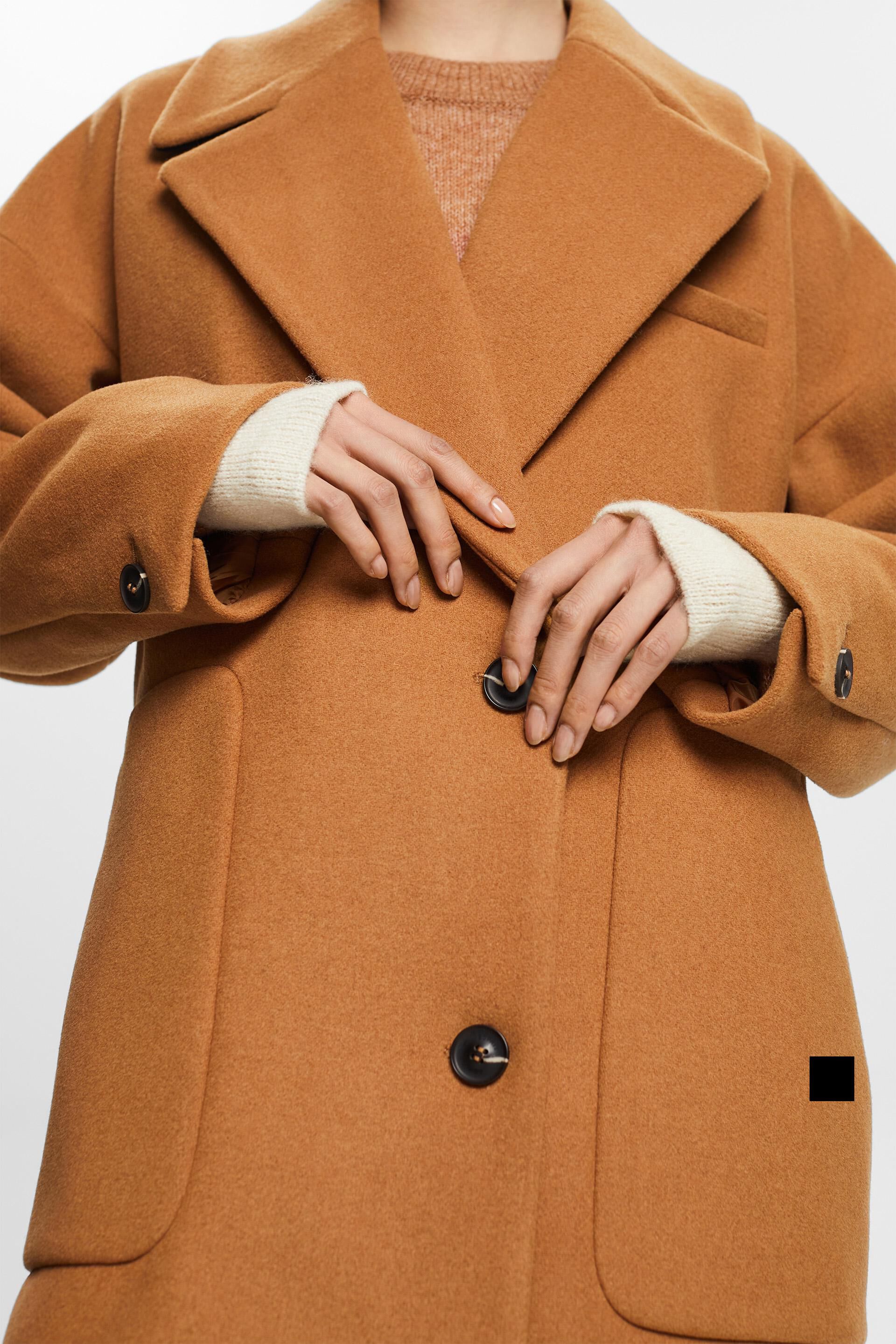 Esprit Recycelt: Mantel aus Wollmischung