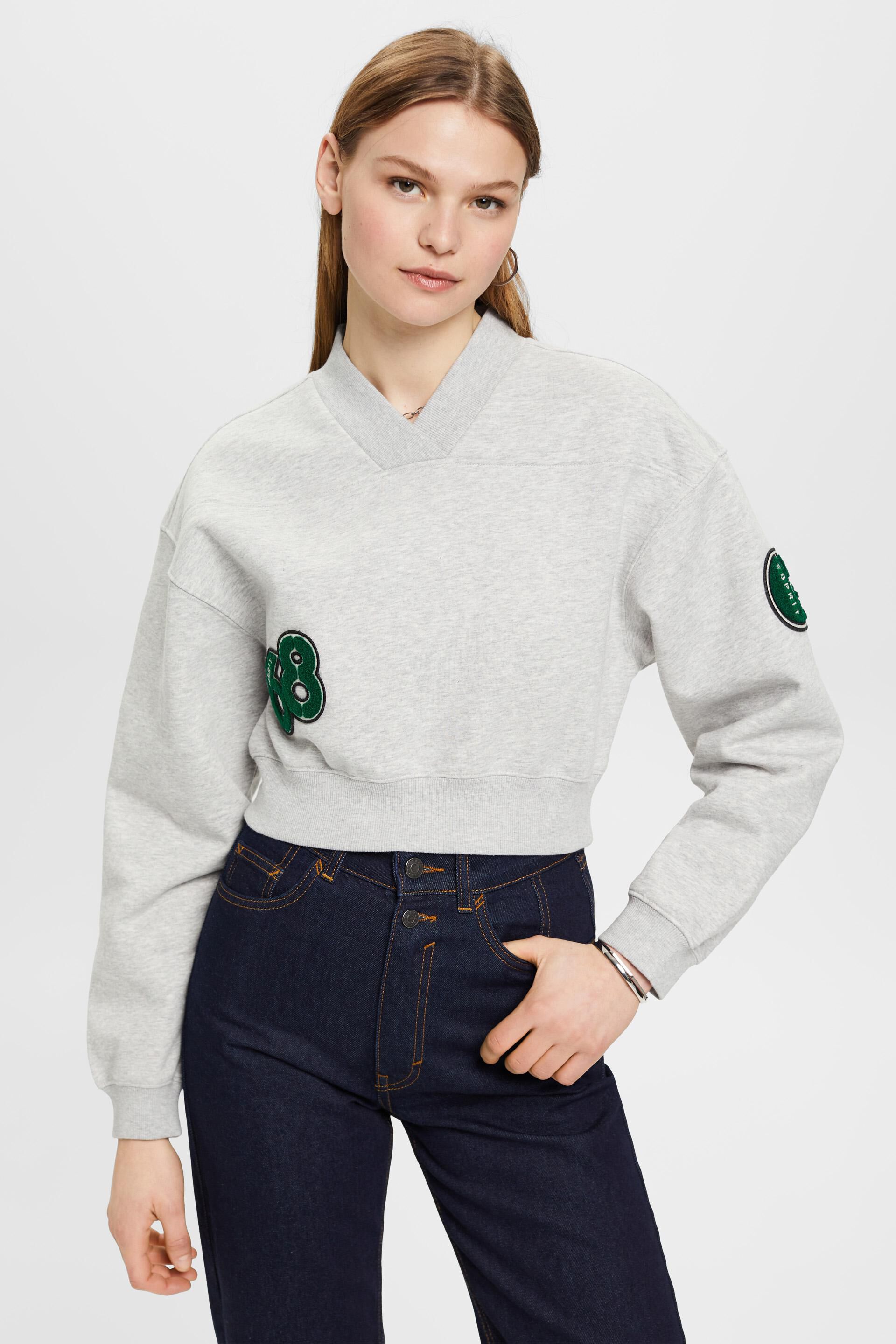 Esprit Damen Kurzes Sweatshirt mit College-Patch