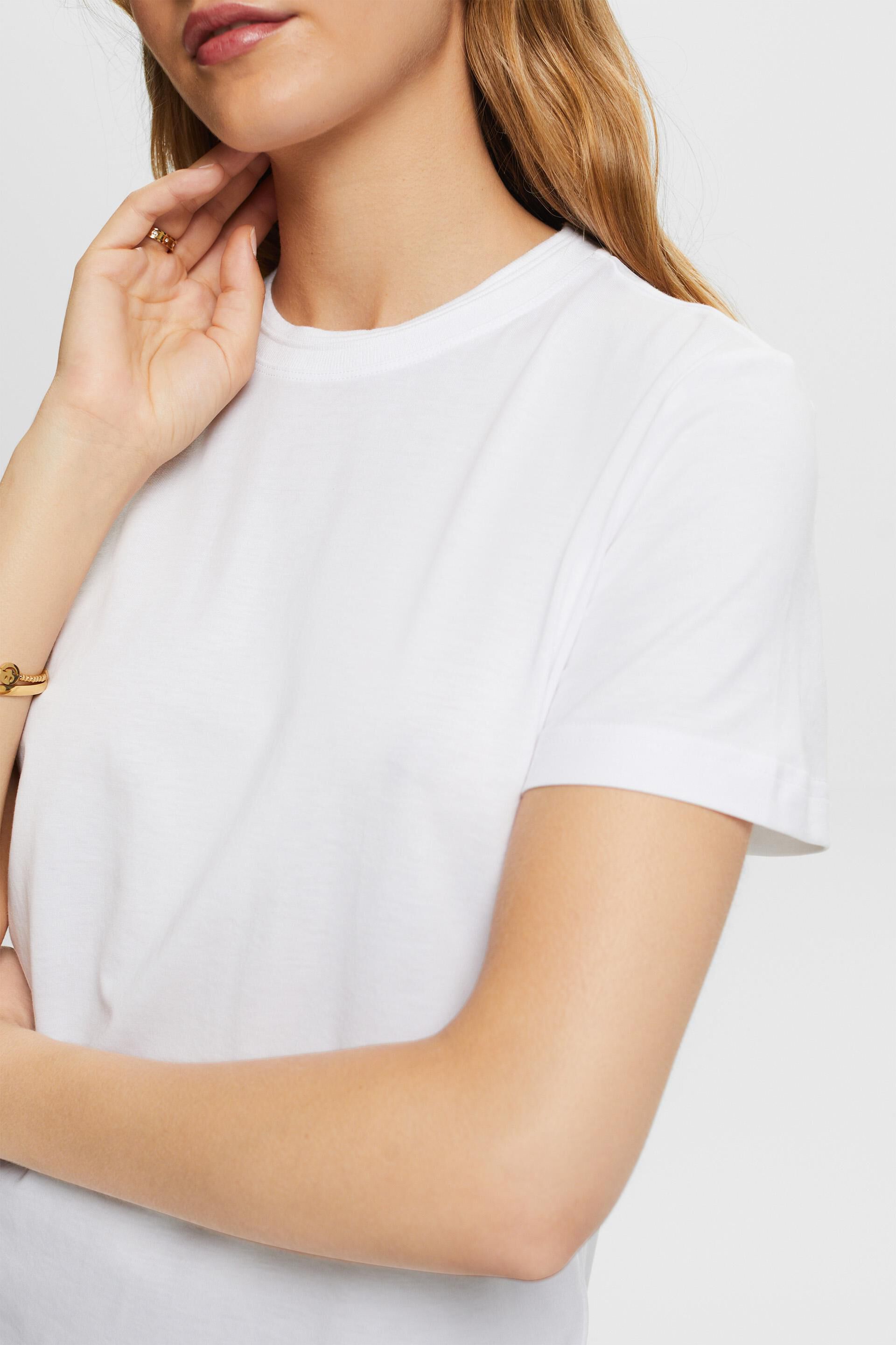 Esprit Damen T-Shirt mit Baumwolle % Rundhalsausschnitt, 100