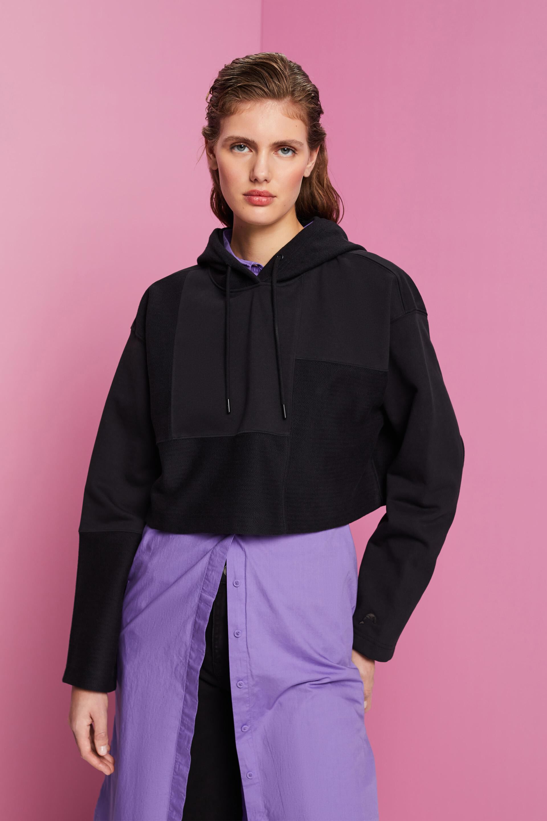 Esprit Cropped patchwork hoodie