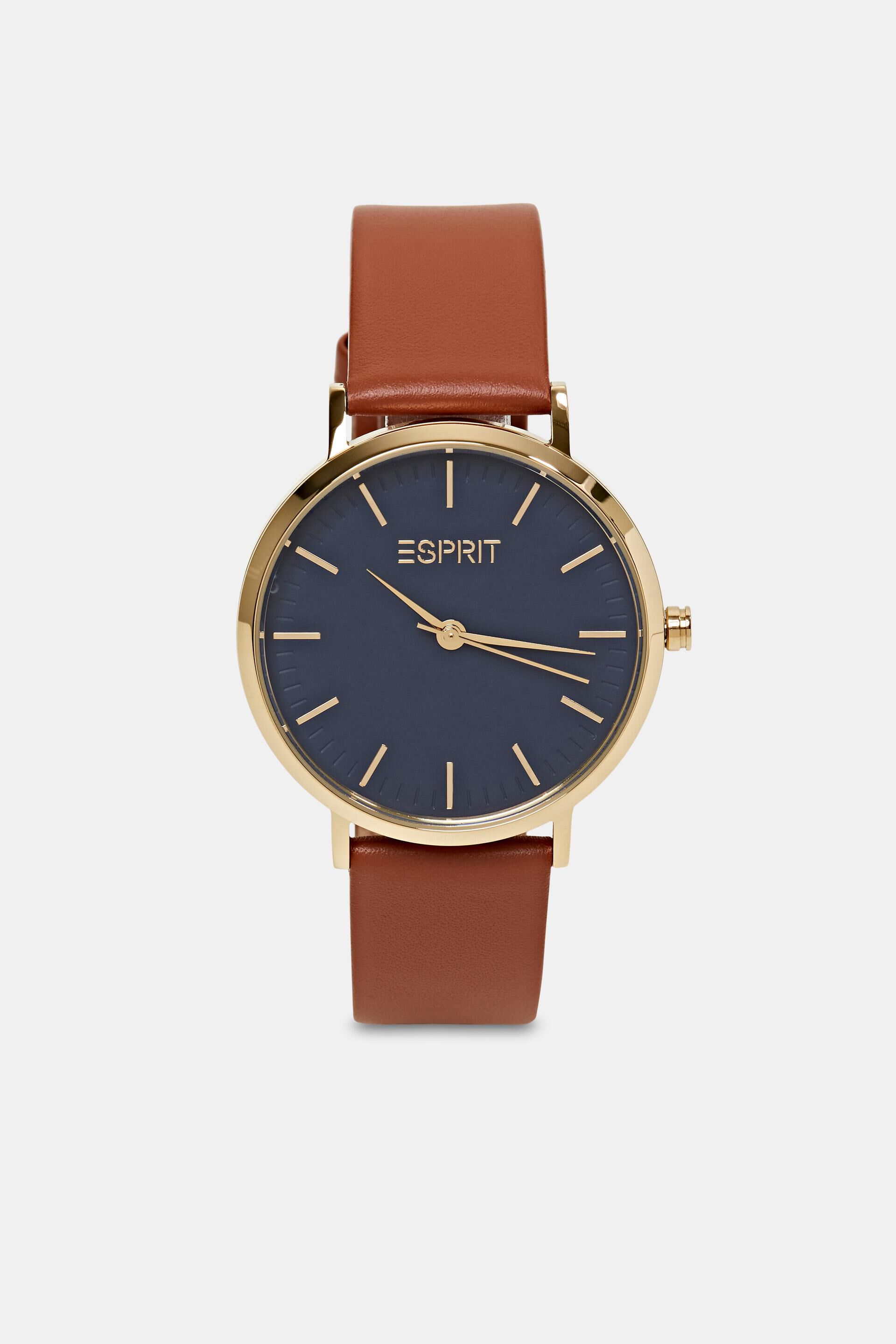 Esprit Mode Gold-Tone Stainless Steel Leather Watch