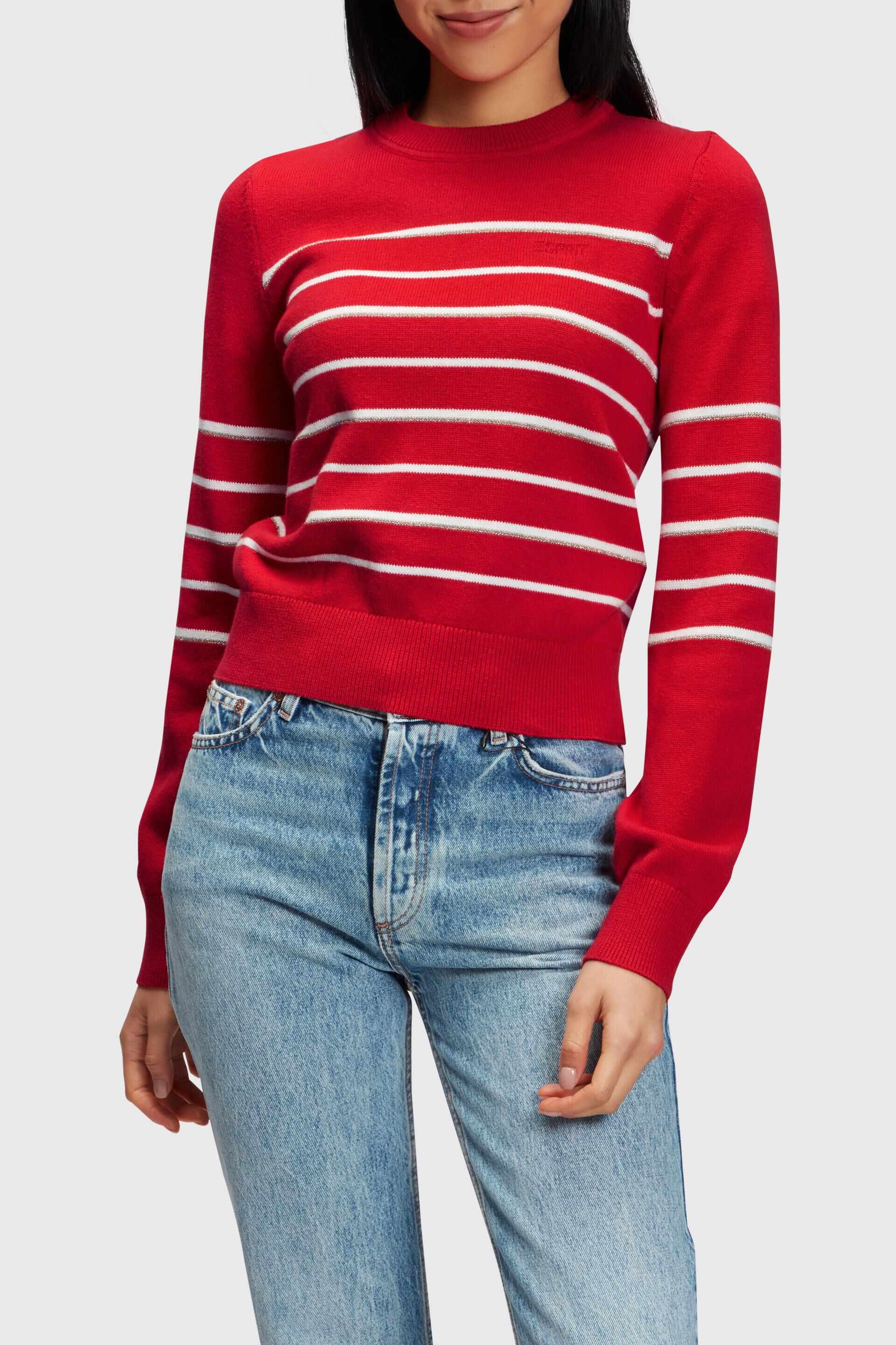 Esprit knitted jumper with Striped cashmere