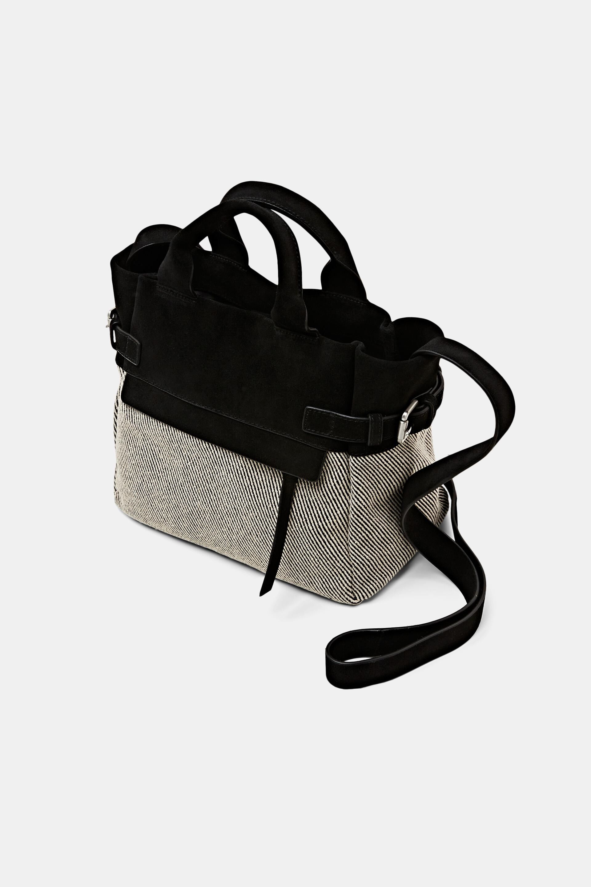 Esprit Online Store Tasche aus Wildleder mit Baumwolleinsatz Henkel und