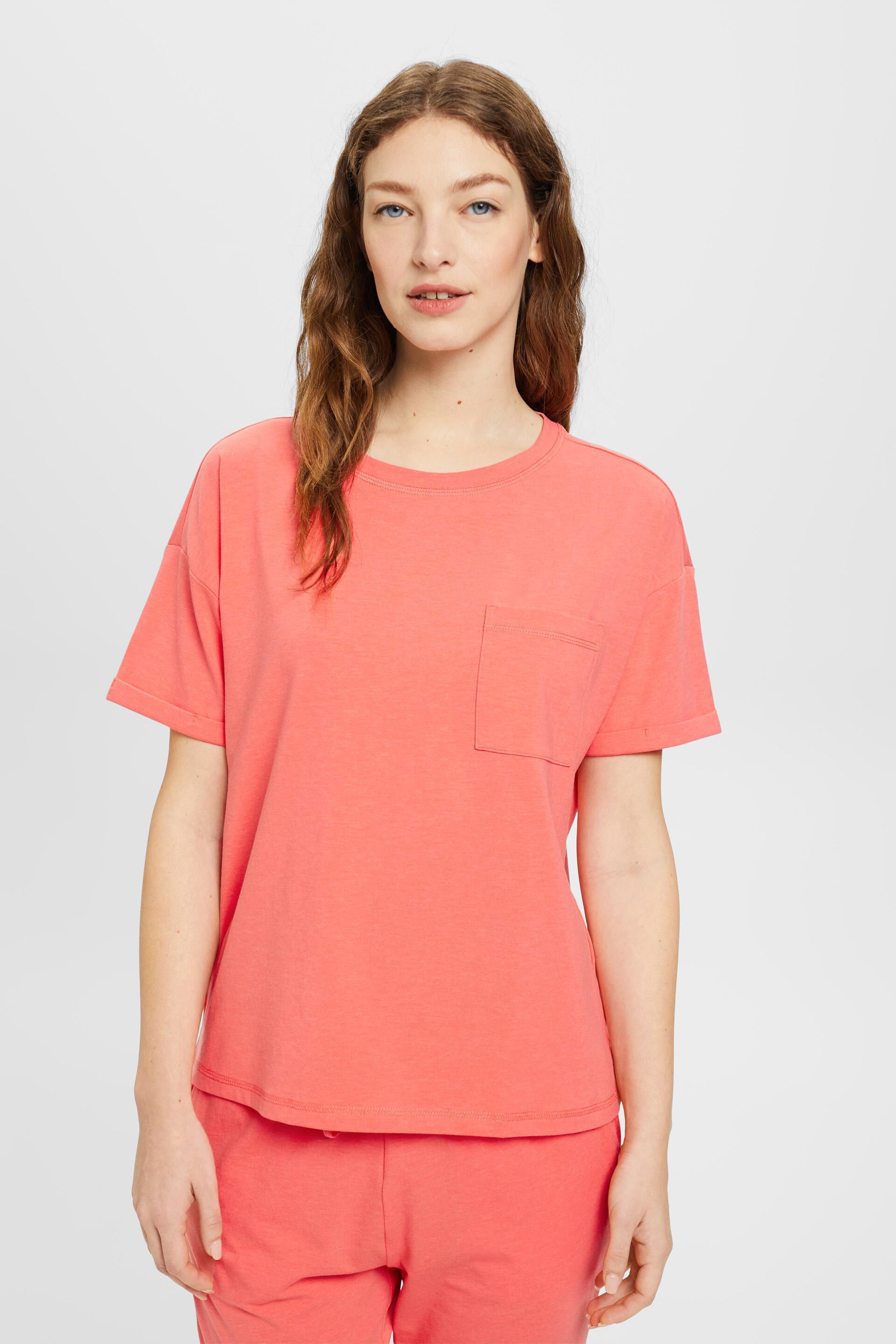 Espritkleider T-shirt with a breast pocket in blended cotton