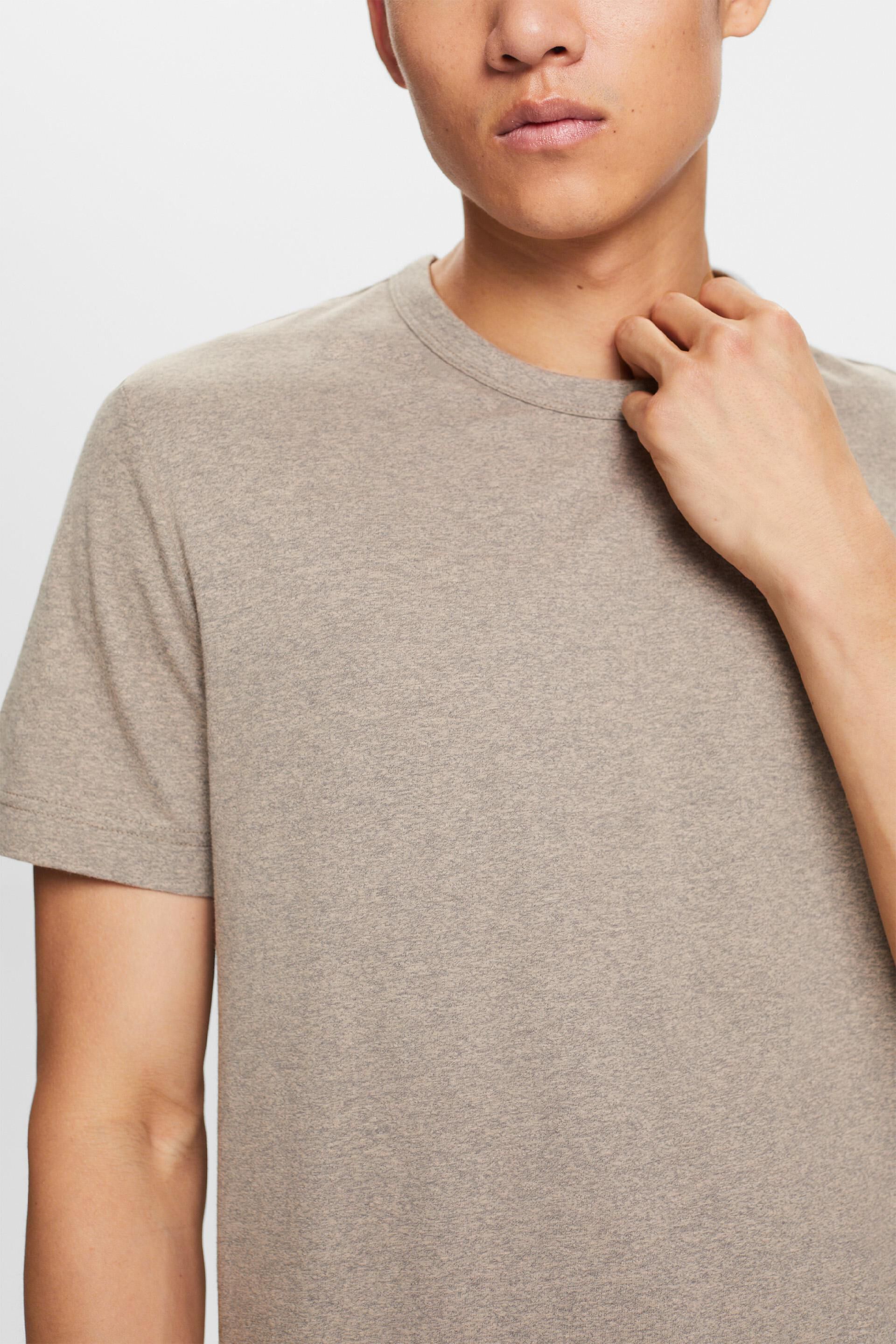 Esprit Jersey-T-Shirt mit Baumwollmischung Rundhalsausschnitt,