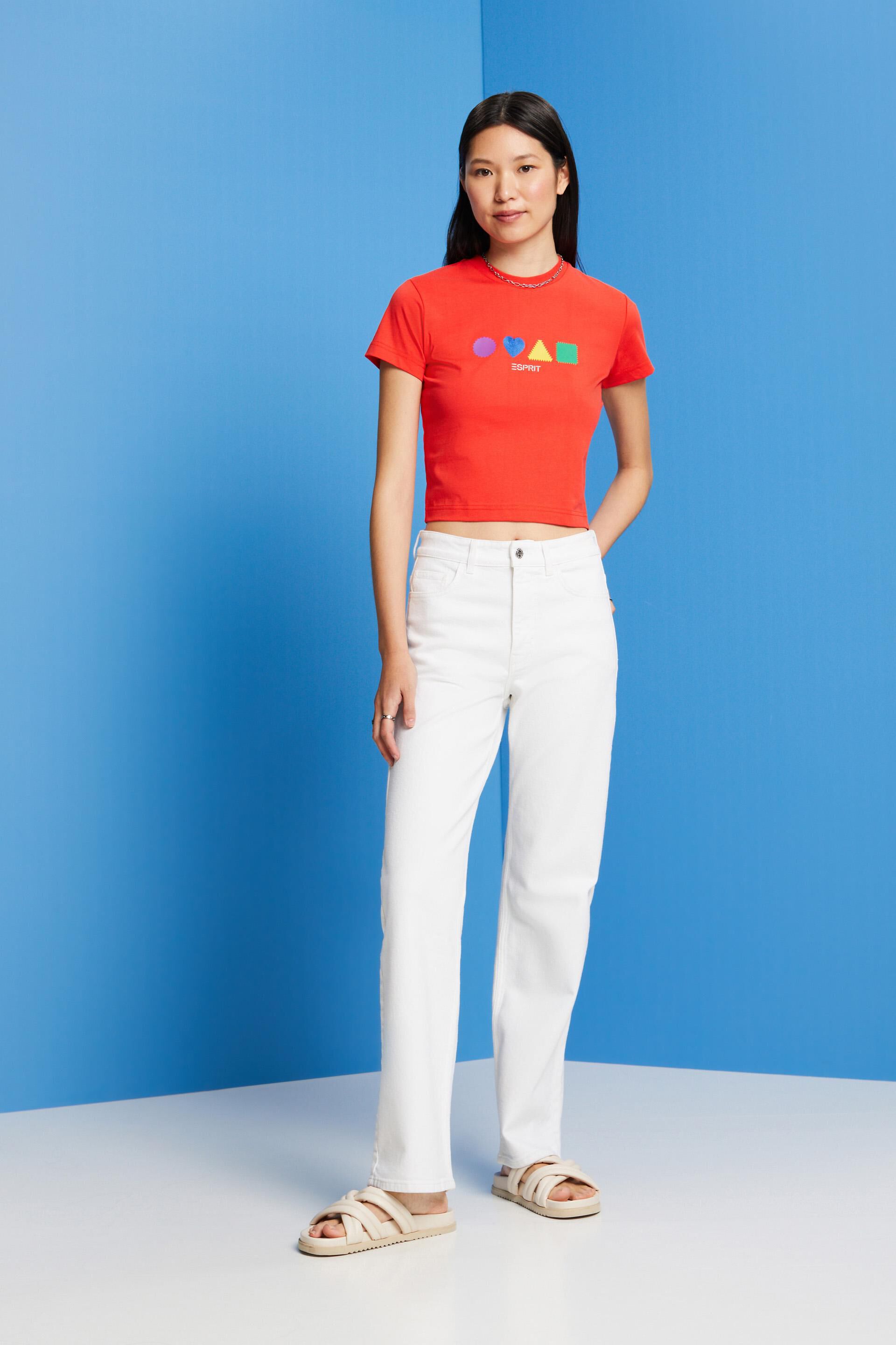 Esprit Damen Geometrisches T-Shirt Bio-Baumwolle aus