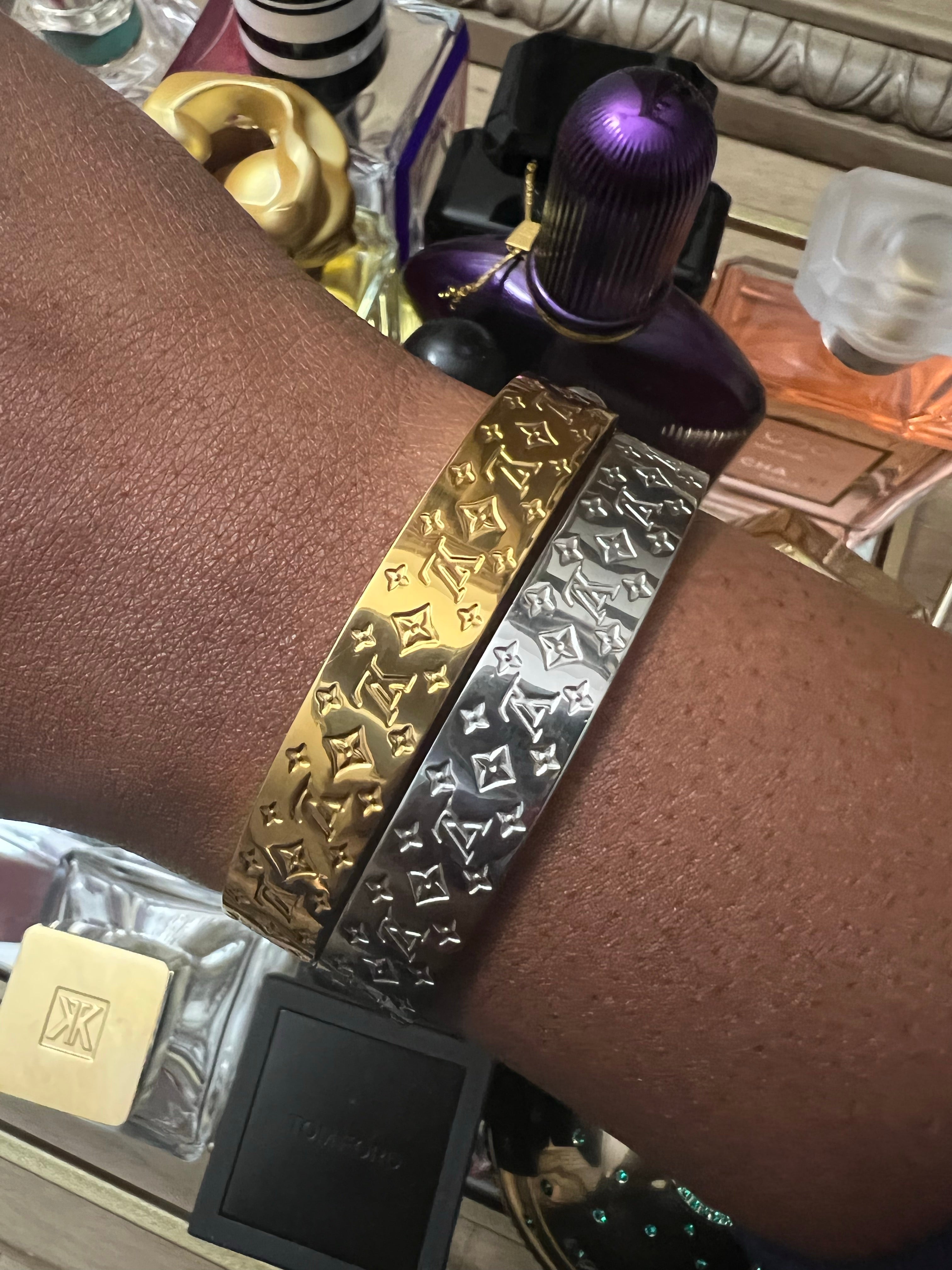 Lv Louis Vuitton Inspired Nanogram Cuff