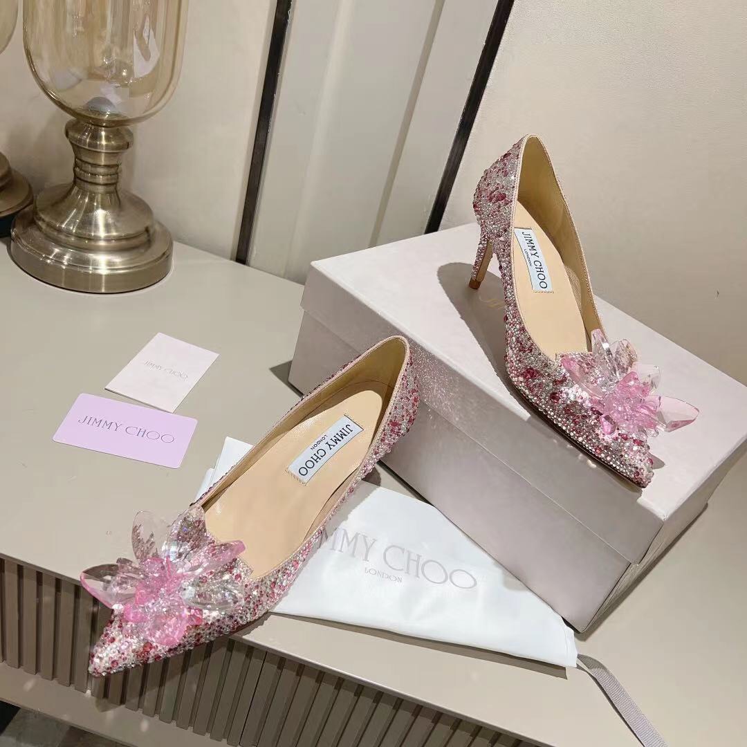 Jimmy Choo Alia Suede crystal high heels rose pink