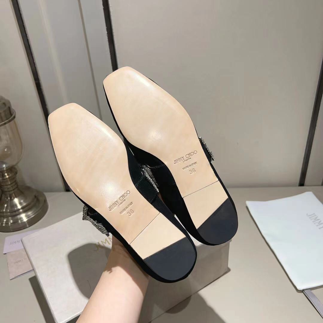 jimmy Choo Krista Leather Crystal decoration Ballet shoes