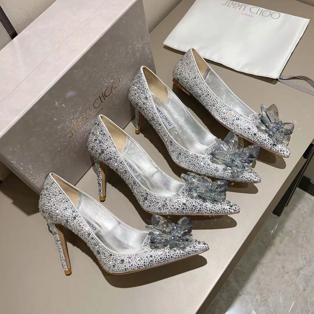 Jimmy Choo Alia Suede crystal high heels