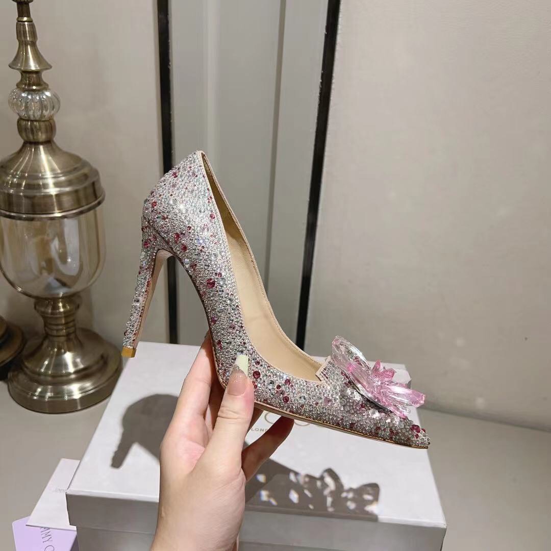 Jimmy Choo Alia Suede crystal high heels rose pink