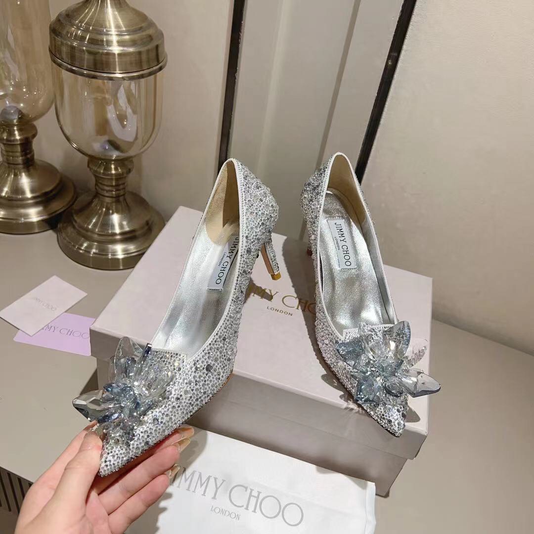 Jimmy Choo Alia Suede crystal high heels