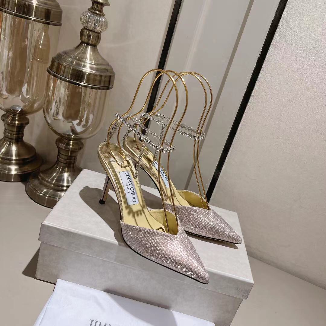 Jimmy Choo Alia Suede crystal high heels