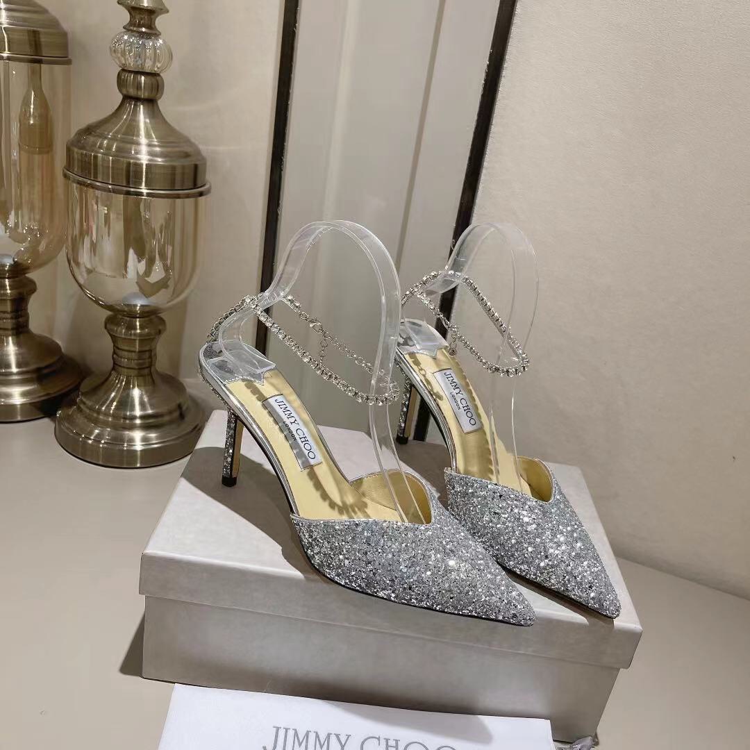 Jimmy Choo Alia Suede crystal high heels