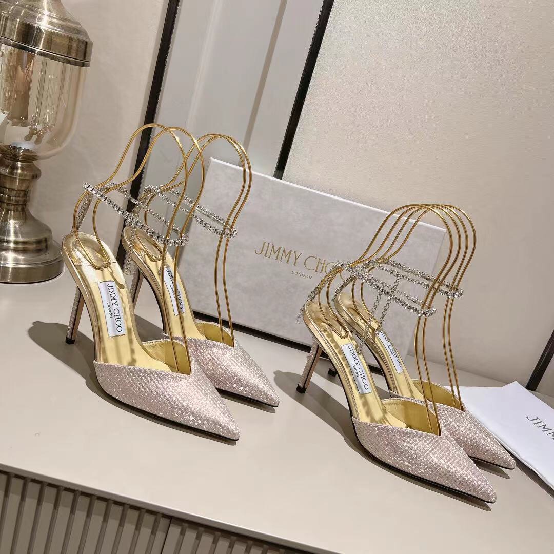 Jimmy Choo Alia Suede crystal high heels