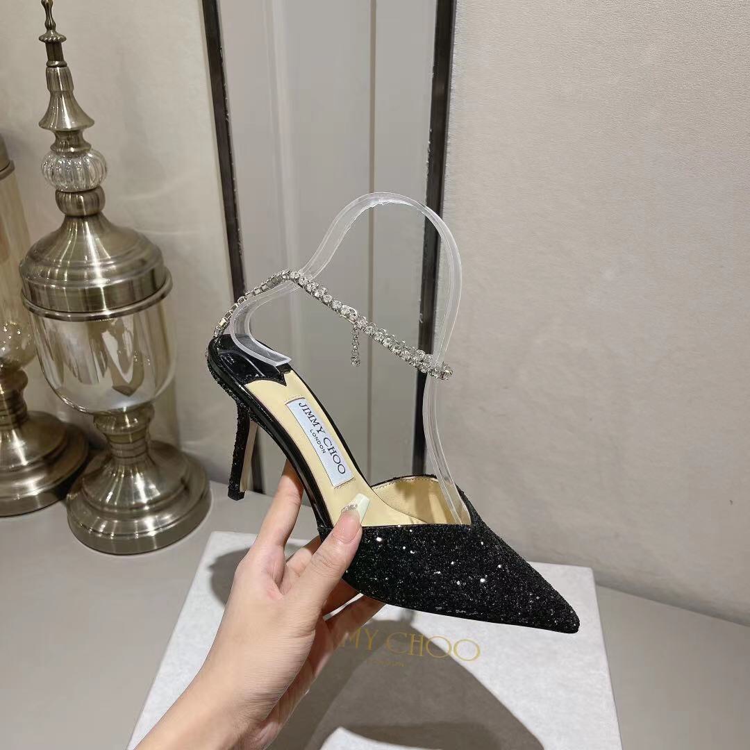 Jimmy Choo Alia Suede crystal high heels