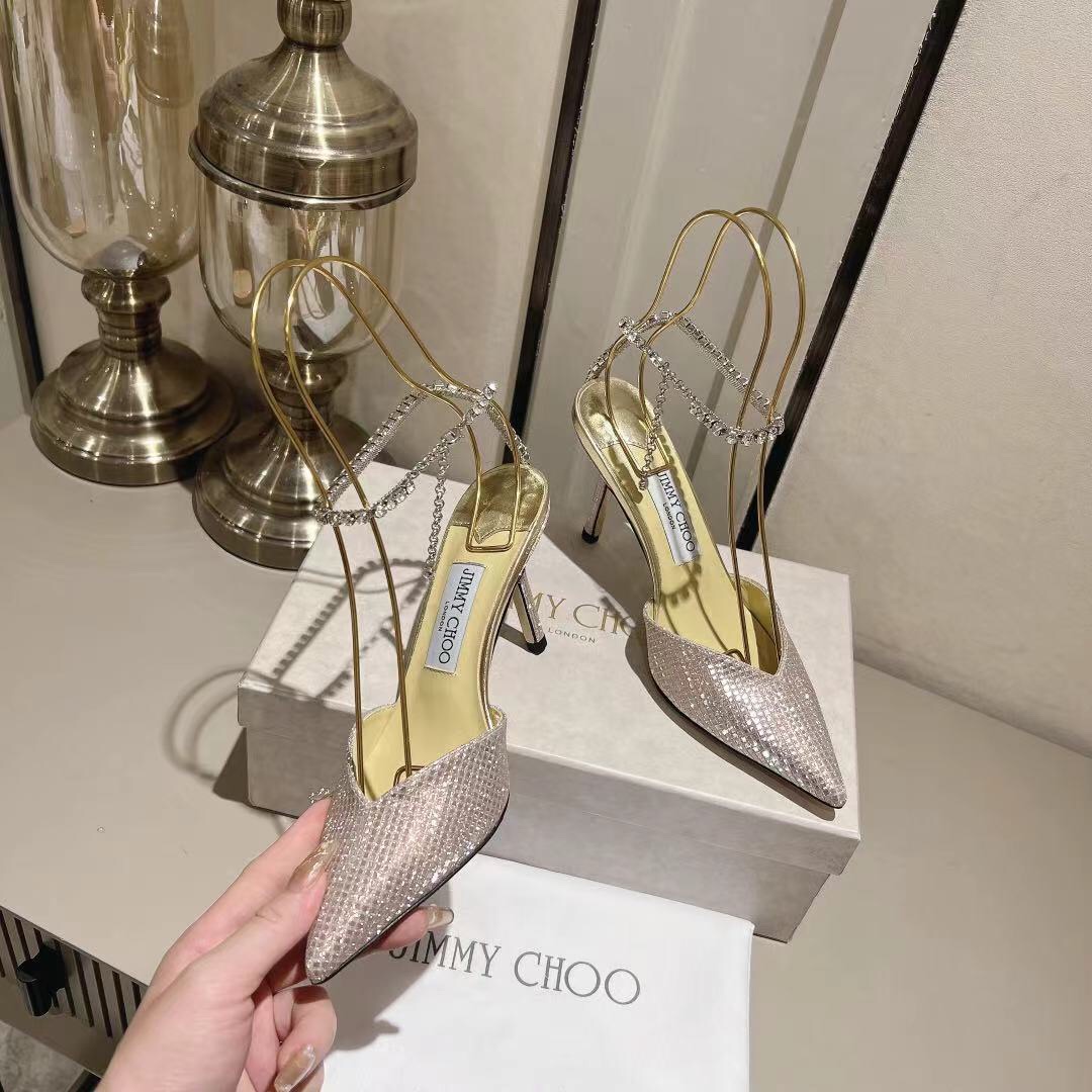 Jimmy Choo Alia Suede crystal high heels