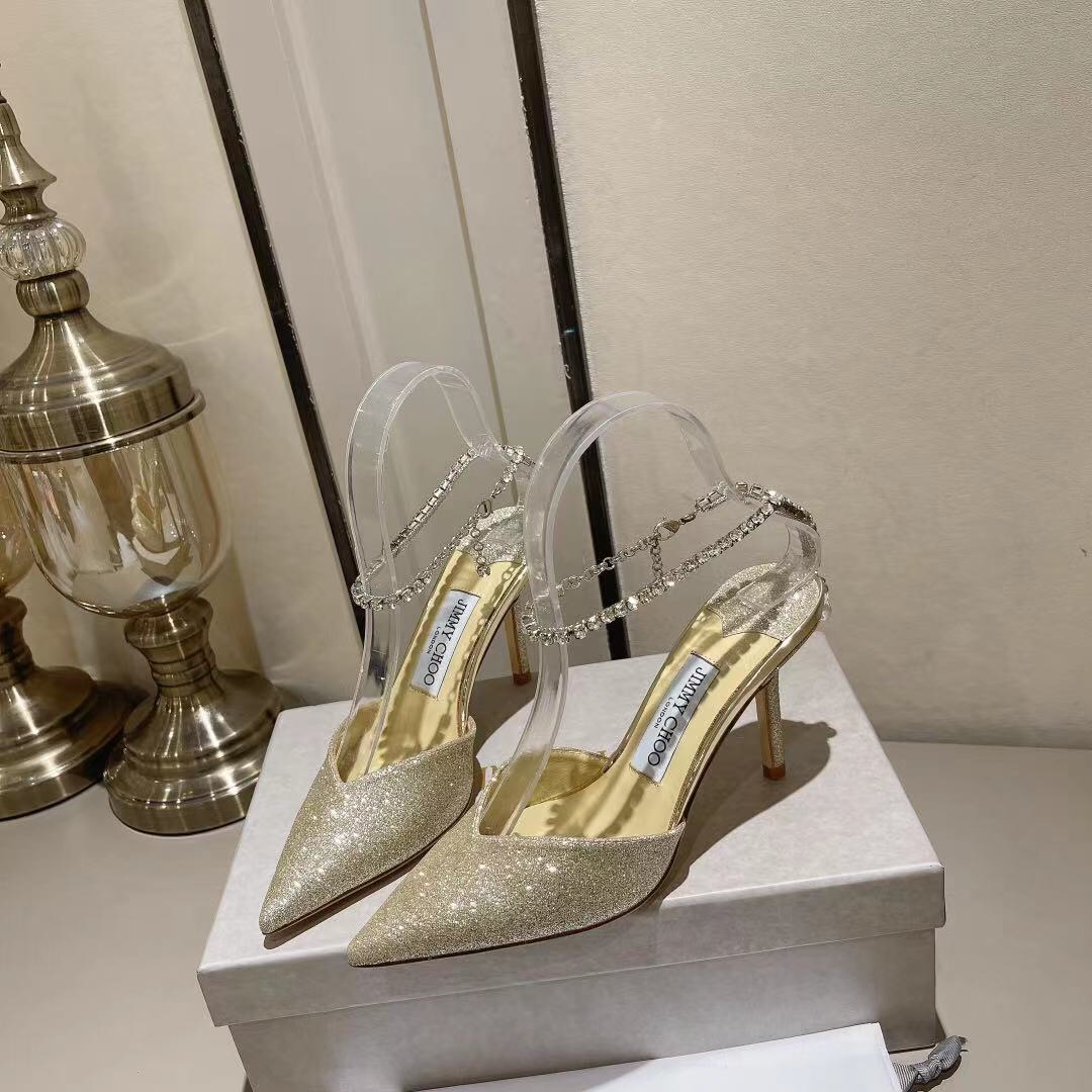 Jimmy Choo Alia Suede crystal high heels