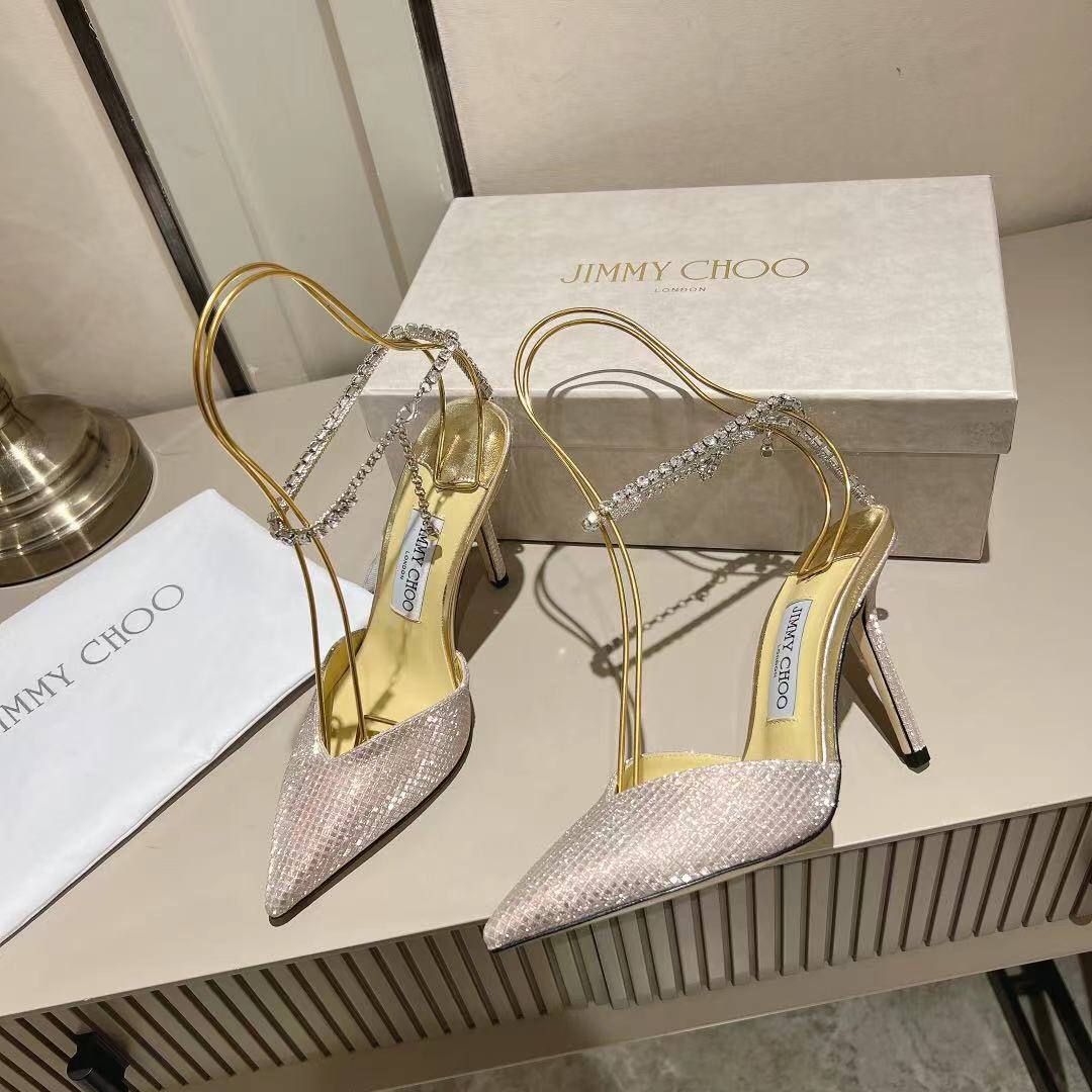 Jimmy Choo Alia Suede crystal high heels