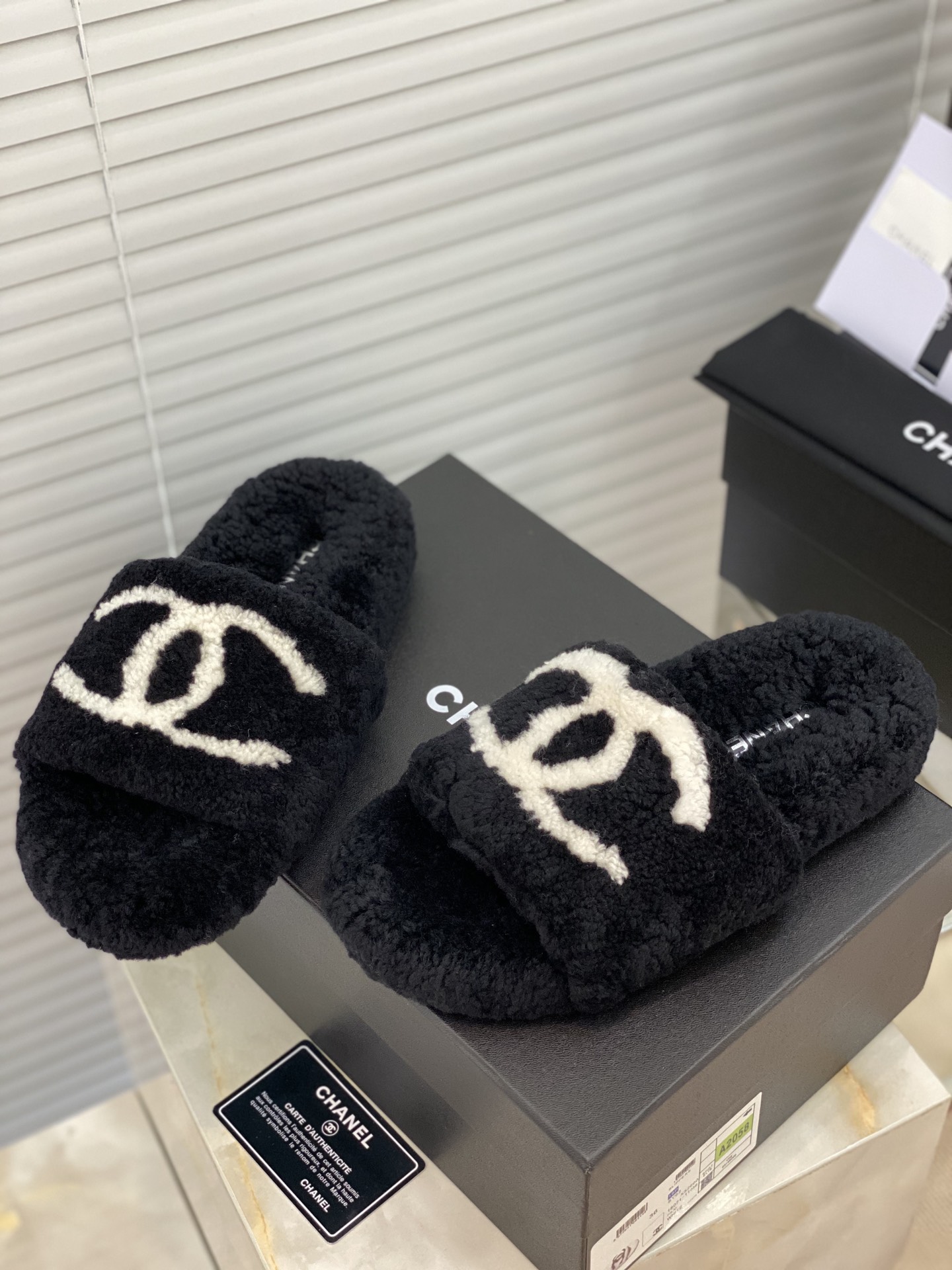 Chanel Rabbit fur slippers