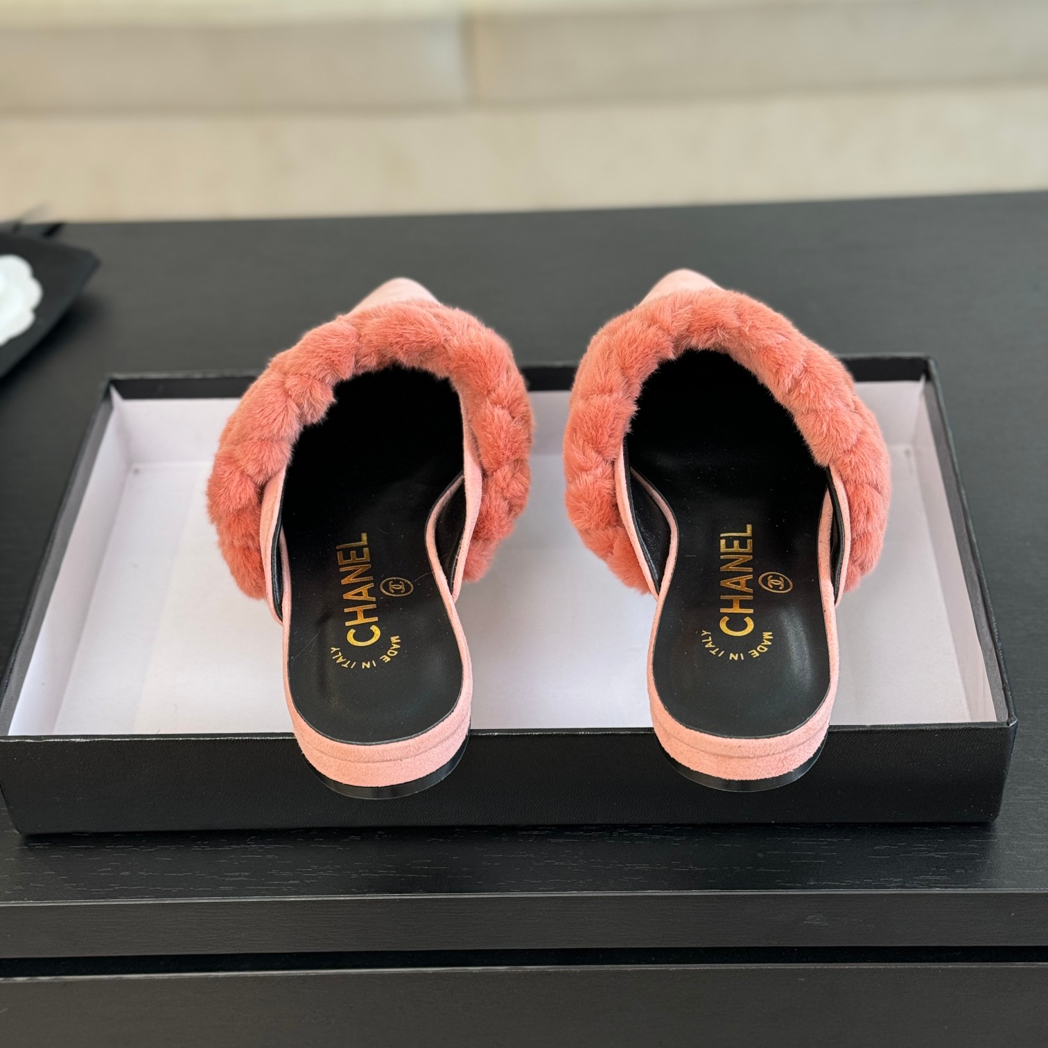 Chanel Rabbit fur slippers