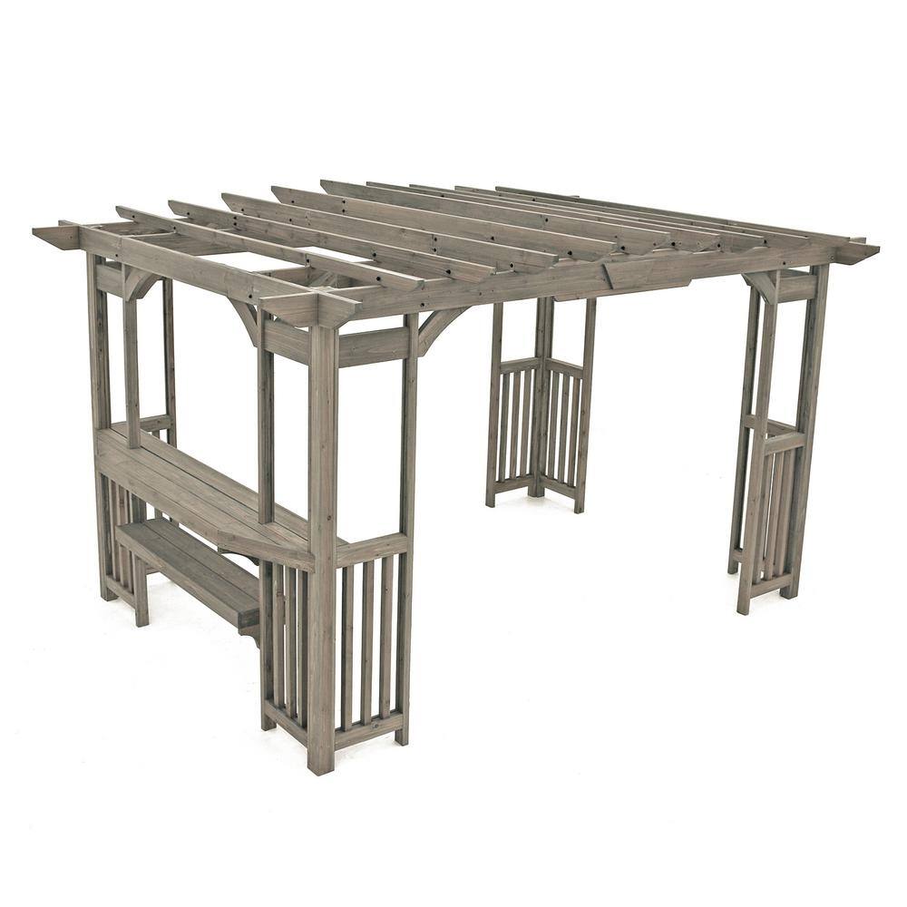 Madison 10 ft. x 14 ft. Timber Gray Cedar Wood Backyard Patio Pergola