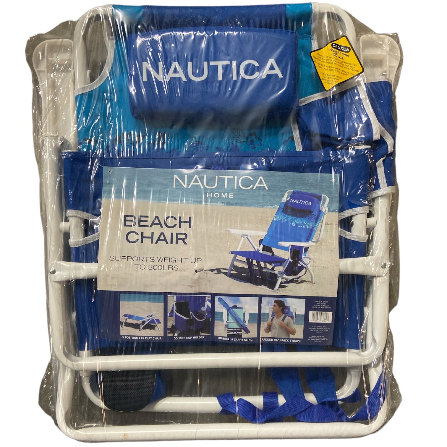 Nautica Portable Beach Chair, Double Cup Holder, Padded Straps ( Island