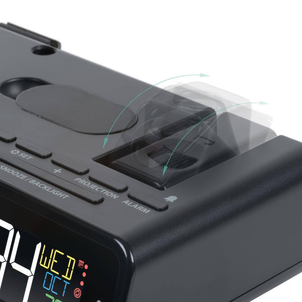 Wattz 2.0 Projection 5Watt Wireless Charging Alarm Clock with Docking Station and Headphone Stand