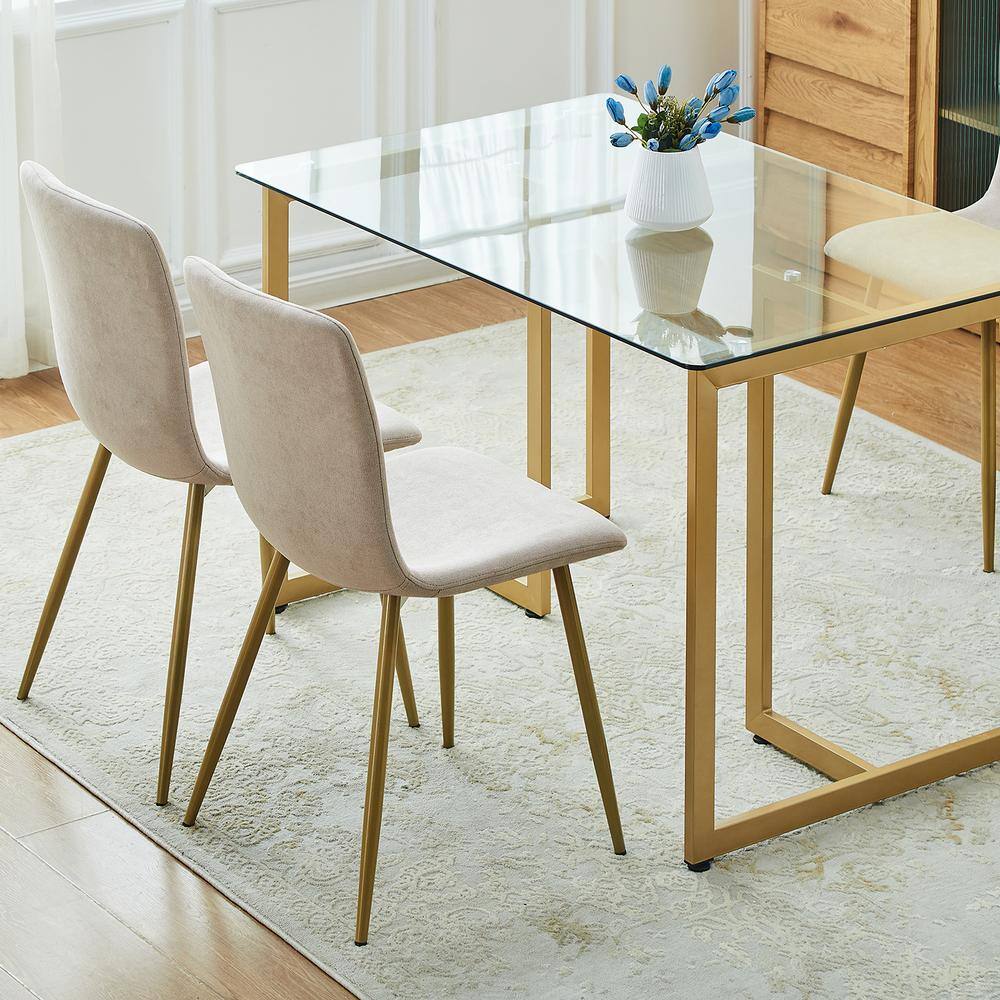 Scargill Beige Textured Fabric Upholstered Dining Chairs (Set of 4)