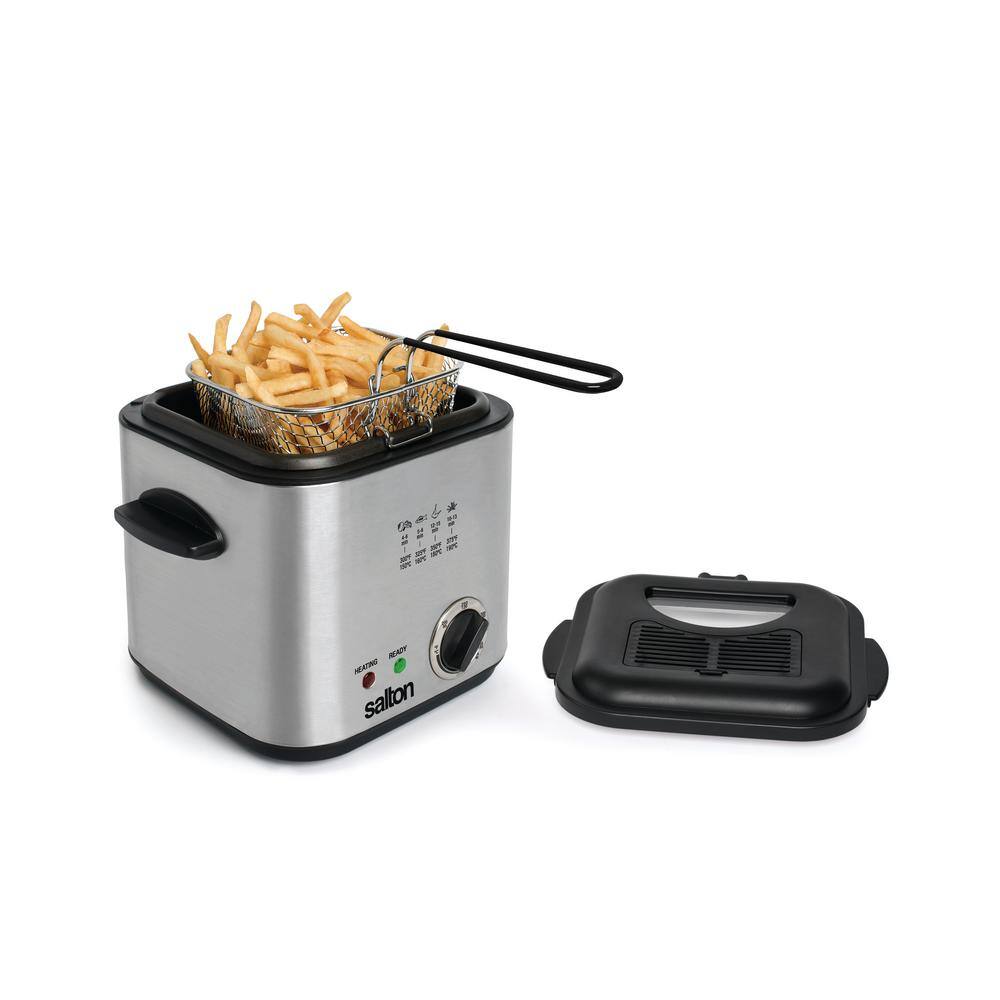 1 qt. Stainless Steel Compact Easy Clean Deep Fryer with Adjustable