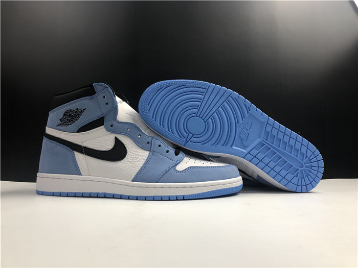 jordan1 white university blue black 555088-134