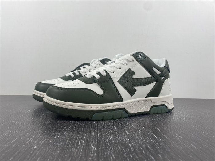 OFF-WHITE Out Of Office OOO Low Tops White Khaki OMIA189S23LEA0015901