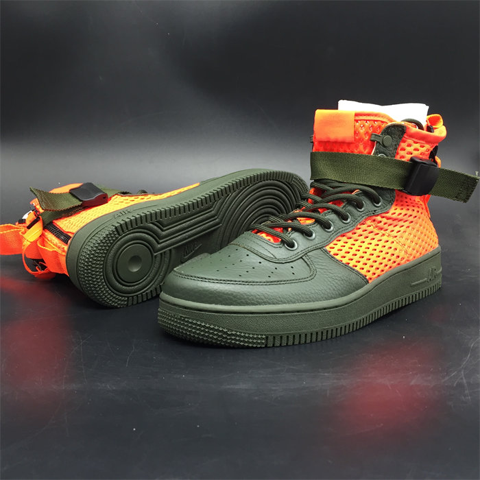 nike sf air force 1 mid cargo khaki total crimson