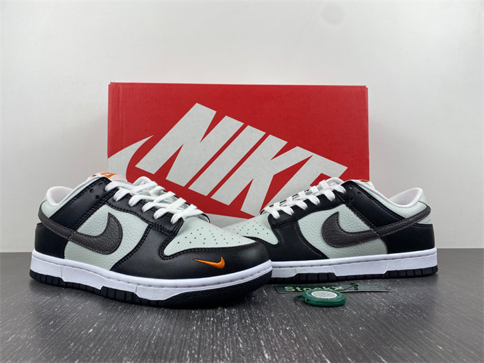 nike dunk low grey black orange mini swoosh fn7808-001