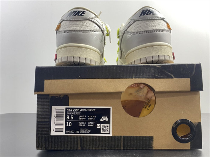 nike dunk low off-white lot 8 dm1602- 106