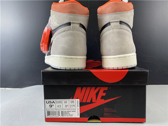 Jordan1 Retro Neutral Grey Hyper Crimson 555088-018