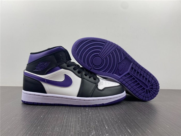 Jordan1 Mid White Black Purple 554724-095