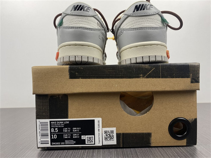 nike dunk low off-white lot 46 dm1602-102