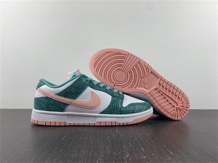 nike dunk low snakeskin washed teal bleached coral dr8577-300