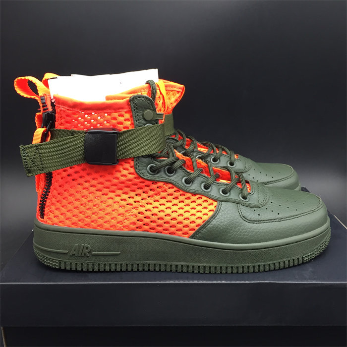 nike sf air force 1 mid cargo khaki total crimson