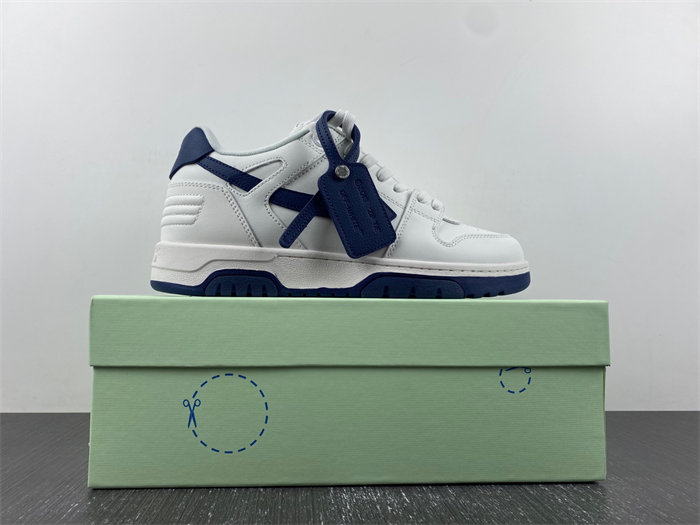 OFF-WHITE Out Of Office OOO Low Tops White White Navy Blue OMIA189F22LEA0010146