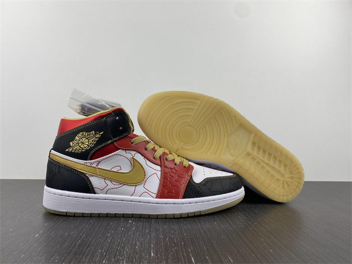 jordan 1 mid xq white black sport red dv0576-176