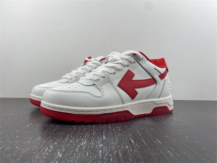 OFF-WHITE Out Of Office "OOO" Low Tops White Red OMIA189S22LEA0010125