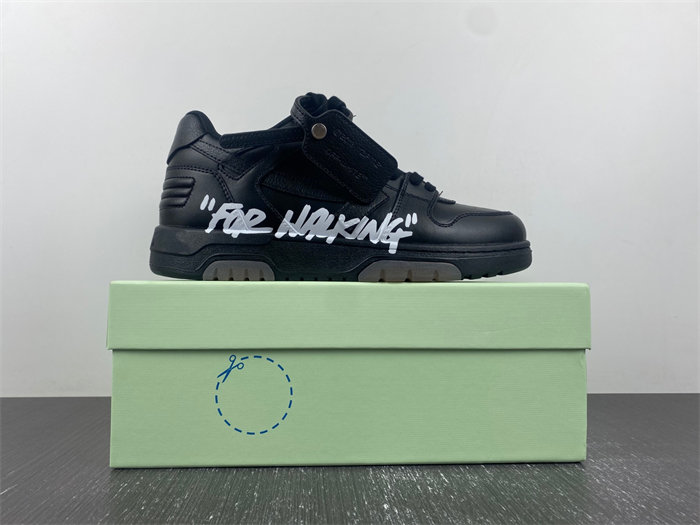 OFF-WHITE OOO Low Tops "For Walking" Black White OMIA189S21LEA0041001