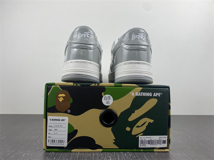 a bathing ape bape sta patent leather white grey 1i70-191-022