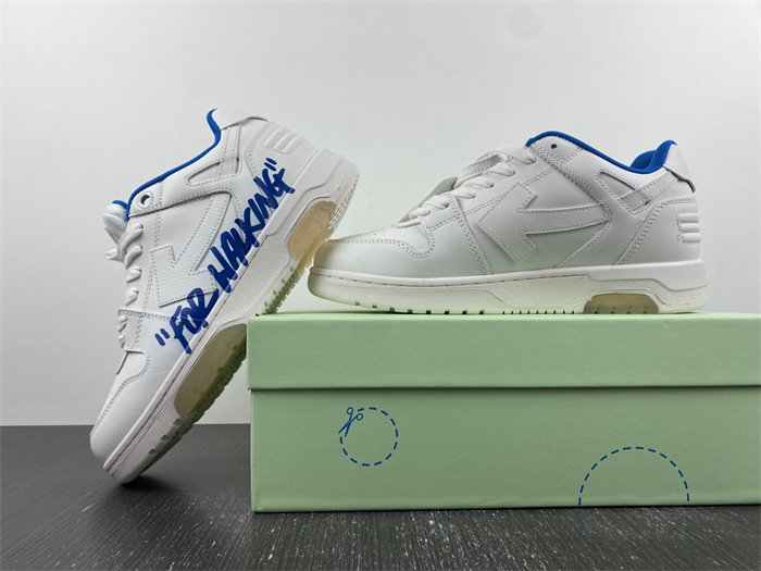 off-white out of office "ooo" low tops for walking white white dark blue ss22 omia189s22lea0030145