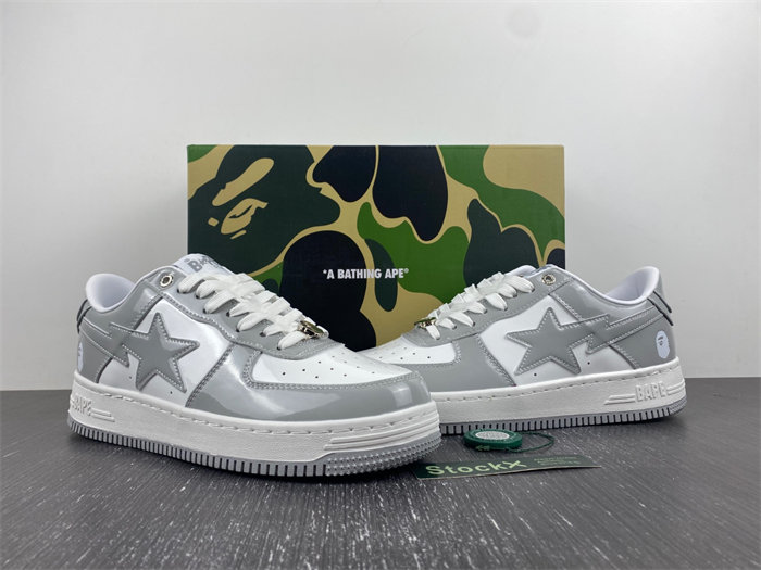 A Bathing Ape Bape Sta Patent Leather White Grey 1I70-191-022