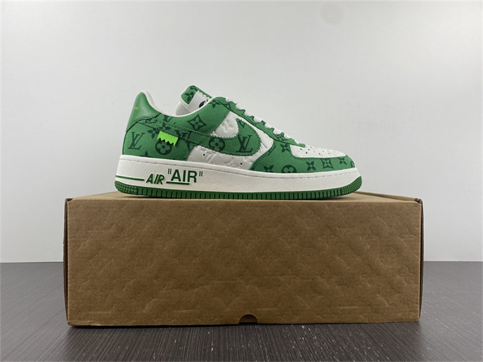 lv nike air force 1 low by virgil abloh white green