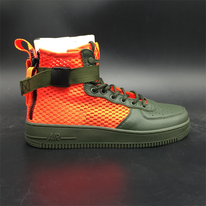 Nike SF Air Force 1 Mid Cargo Khaki Total Crimson