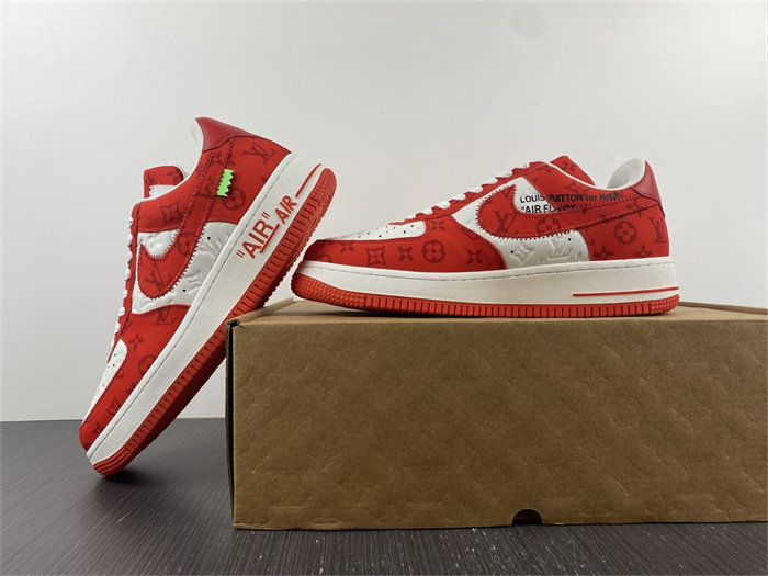 lv nike air force 1 low by virgil abloh white red